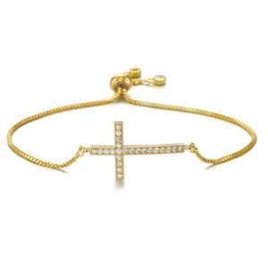 NWT Yellow Gold Cubic Zirconia Cross Bracelet